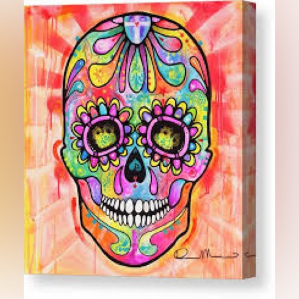 At Home 18"x24" Dean Russo Colorful Sugar Skull Day of the Dead Canvas Art Print